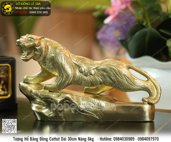 Tượng Hổ bằng đồng cattut dài 30cm