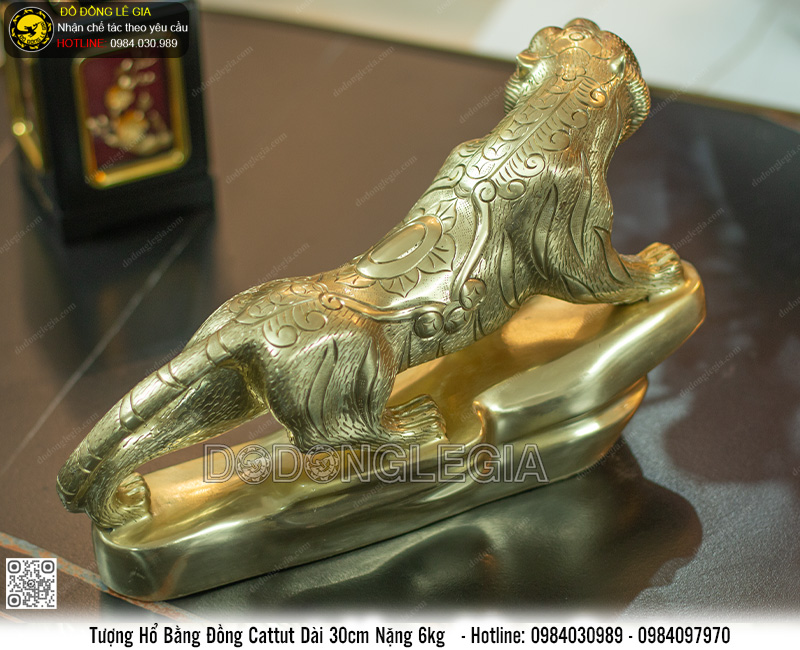 Tượng Hổ bằng đồng cattut dài 30cm