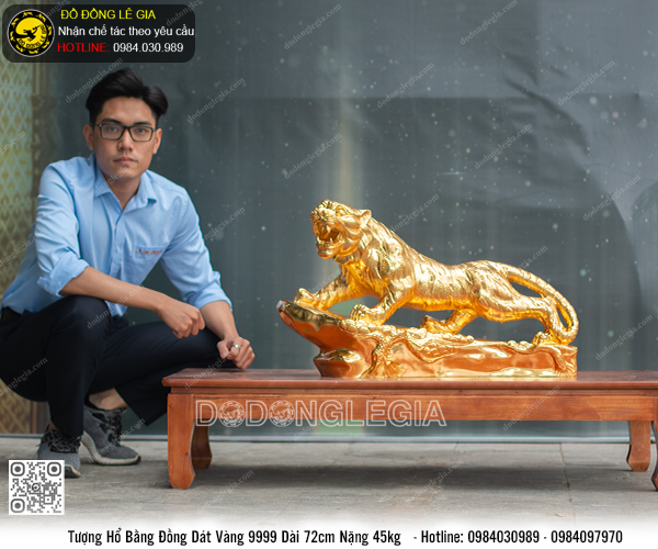 Tượng Hổ dát vàng dài 72cm