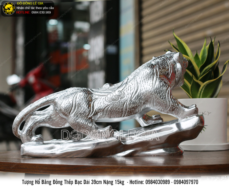 Tượng hổ bằng đồng thếp bạc 925