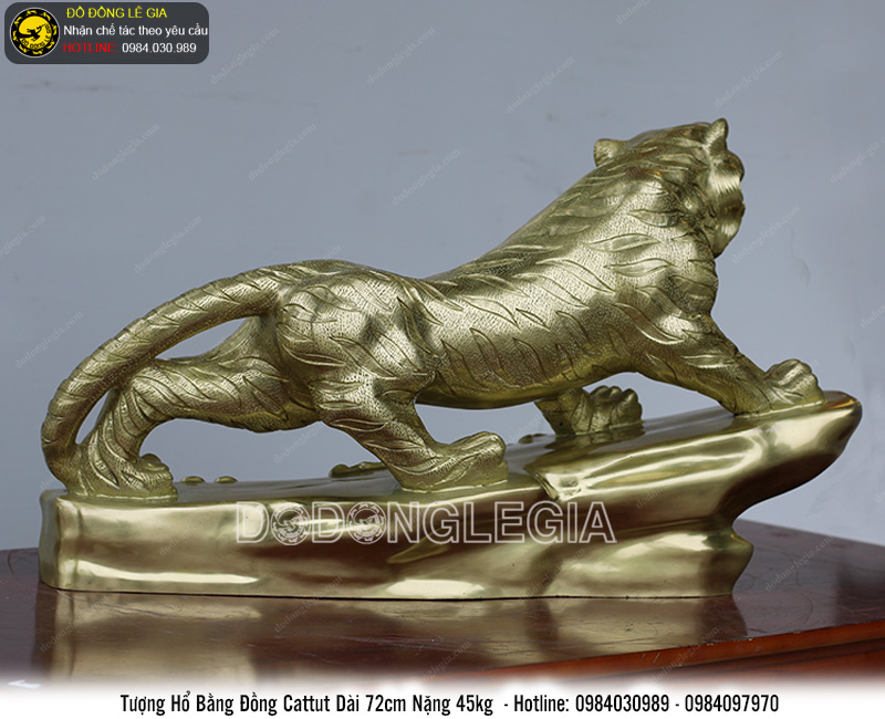 Tượng hổ bằng đồng cattut dài 72cm
