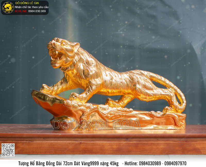 Tượng Hổ dát vàng dài 72cm