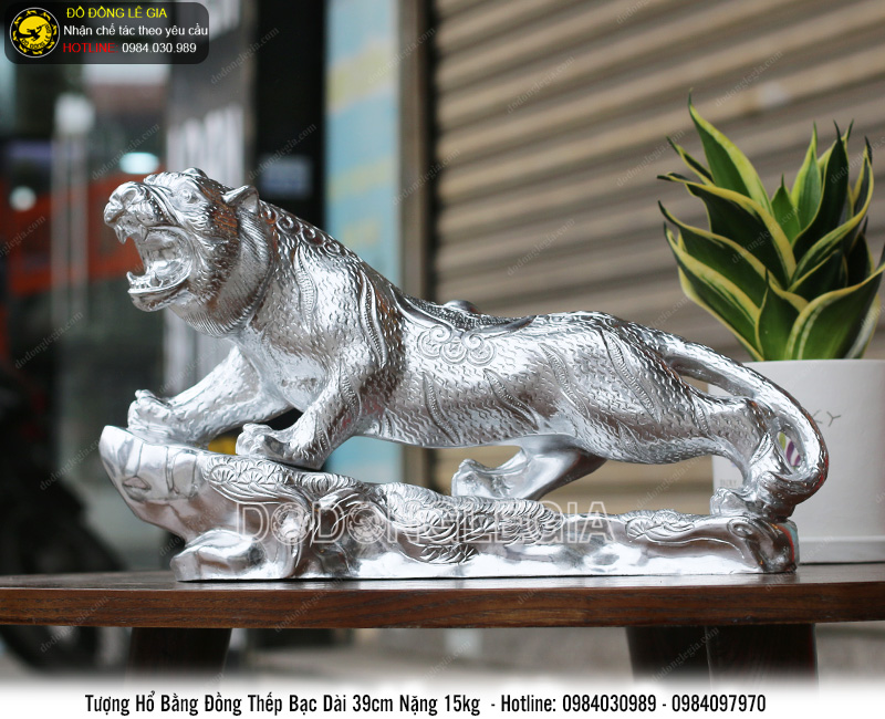 Tượng hổ bằng đồng thếp bạc 925