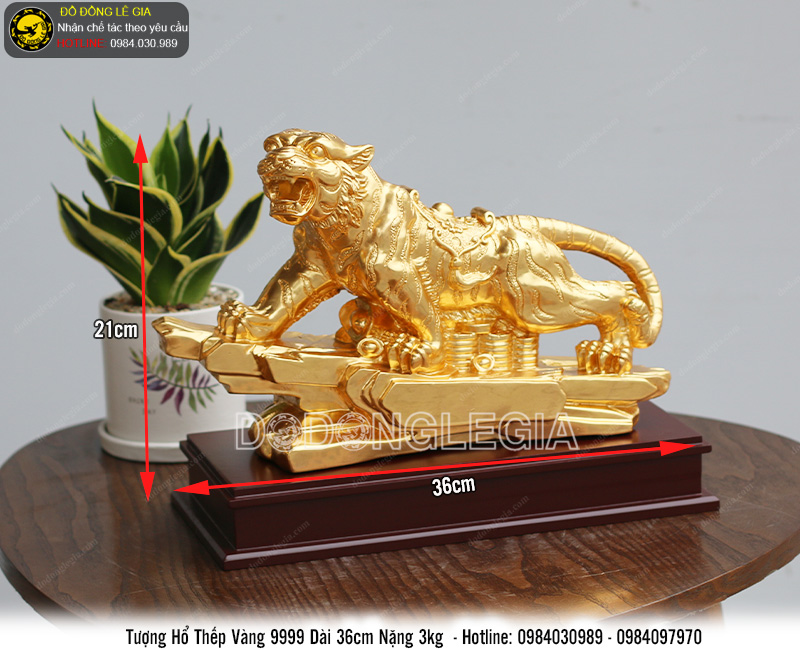 Tượng linh vật Hổ thếp vàng 9999 dài 36cm
