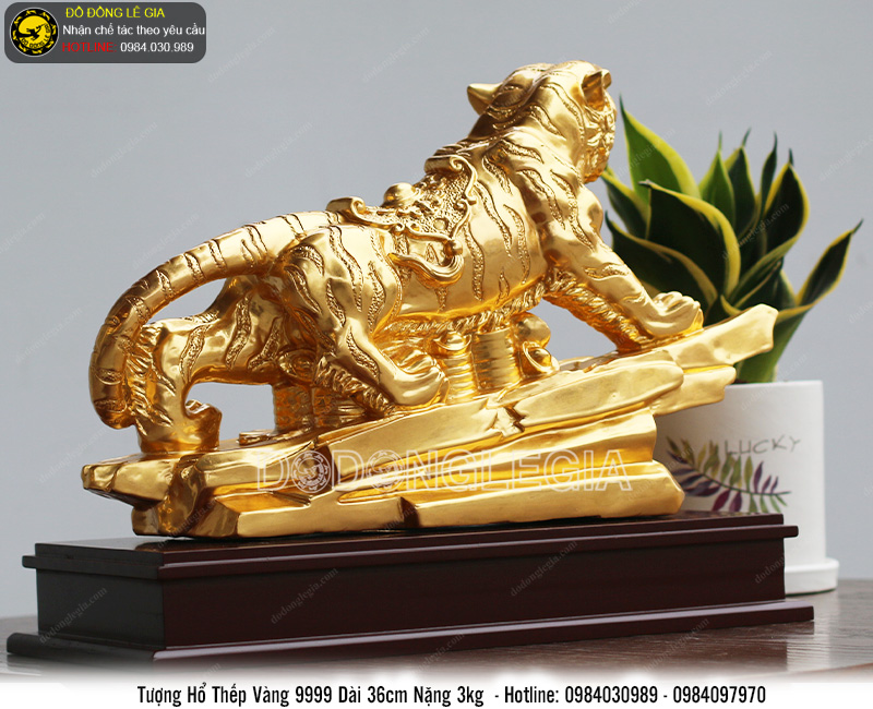 Tượng linh vật Hổ thếp vàng 9999 dài 36cm