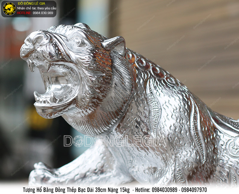 Tượng hổ bằng đồng thếp bạc 925