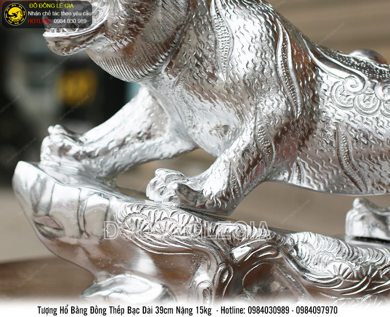 Tượng hổ bằng đồng thếp bạc 925