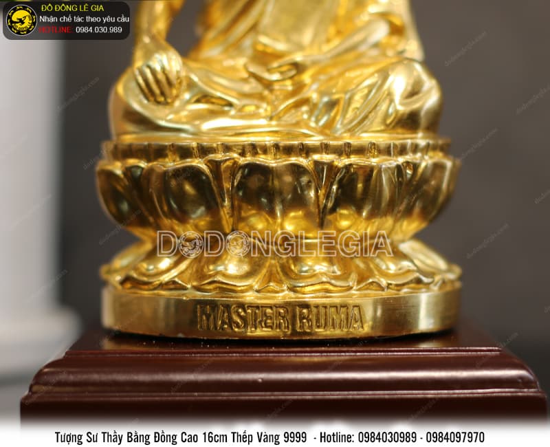 Tượng Sư Thầy bằng đồng thếp vàng 9999 cao 16cm