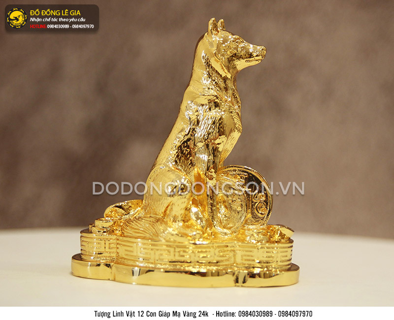 Bộ 12 con giáp bằng đồng mạ vàng 24k
