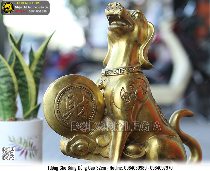 Tượng Chó bằng đồng cao 32cm