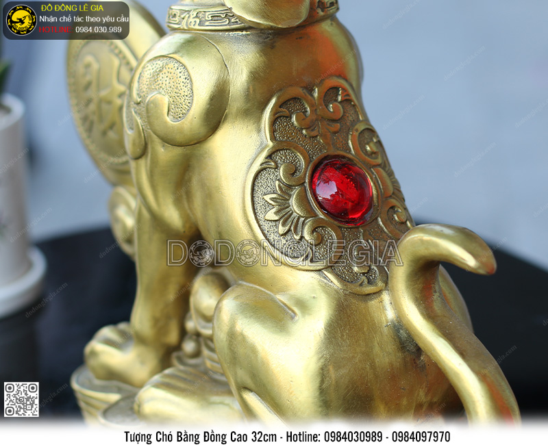 Tượng Chó bằng đồng cao 32cm