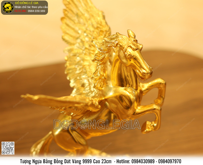 Tượng Ngựa Cánh dát vàng 9999 cao 23cm