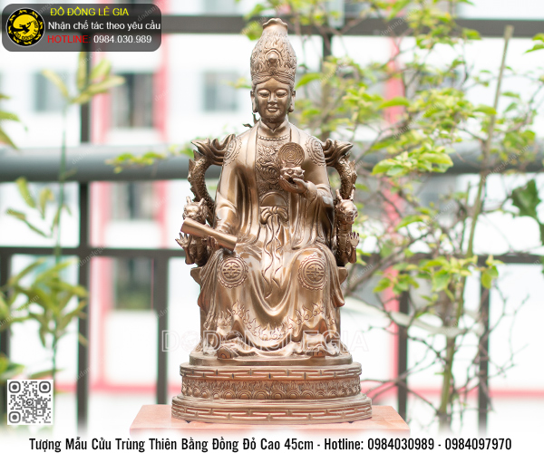 Tượng Mẫu Cửu Trùng Thiên Bằng Đồng Cao 45cm