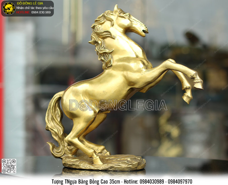 Tượng Ngựa Chiến bằng đồng cao 35cm