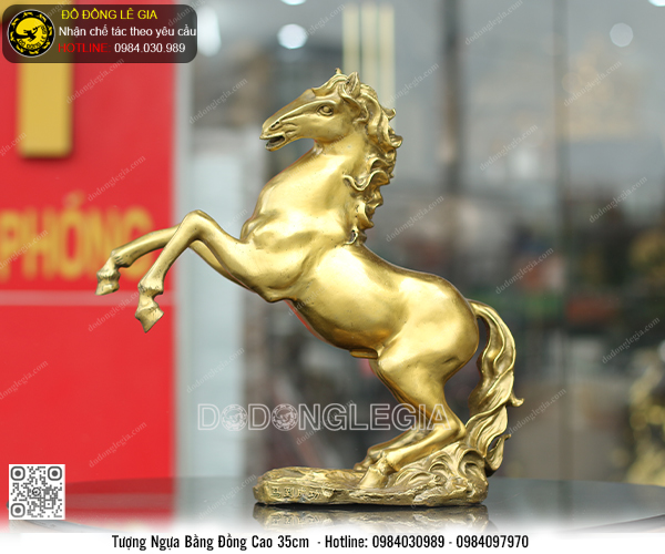 Tượng Ngựa Chiến bằng đồng cao 35cm