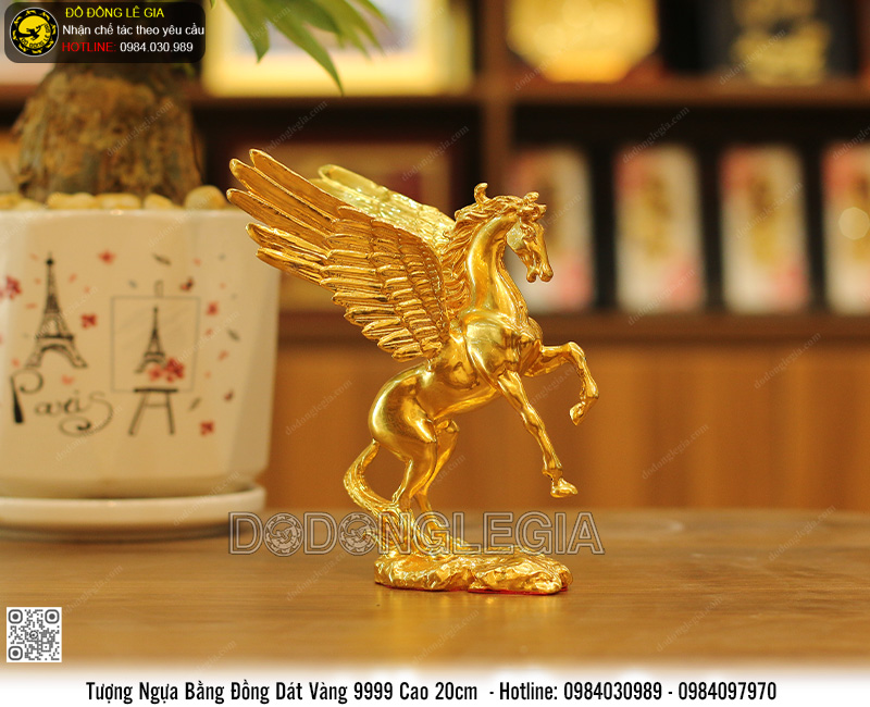 Tượng Ngựa bằng đồng dát vàng 9999 cao 20cm