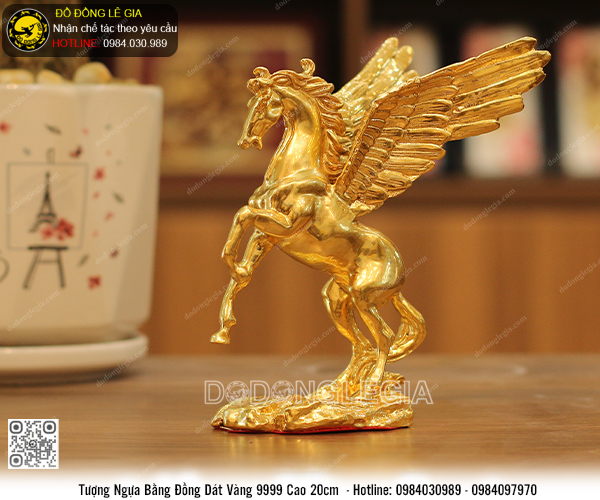 Tượng Ngựa bằng đồng dát vàng 9999 cao 20cm