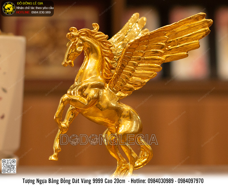 Tượng Ngựa bằng đồng dát vàng 9999 cao 20cm