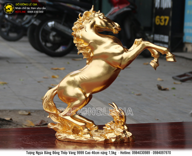 Tượng Ngựa bằng đồng thếp vàng 9999