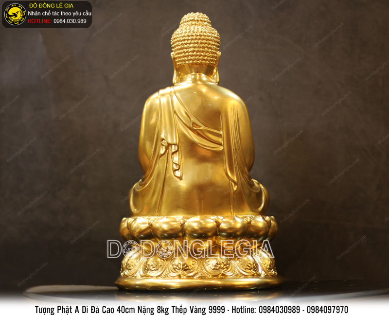 Tượng phật A di đà bằng đồng thếp vàng cao 40cm