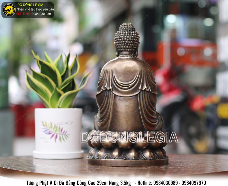 Tượng phật A di đà bằng đồng cao 29cm