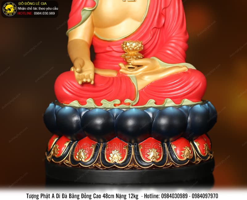 Tượng Phật a di đà bằng đồng cao 48cm hàng cao cấp