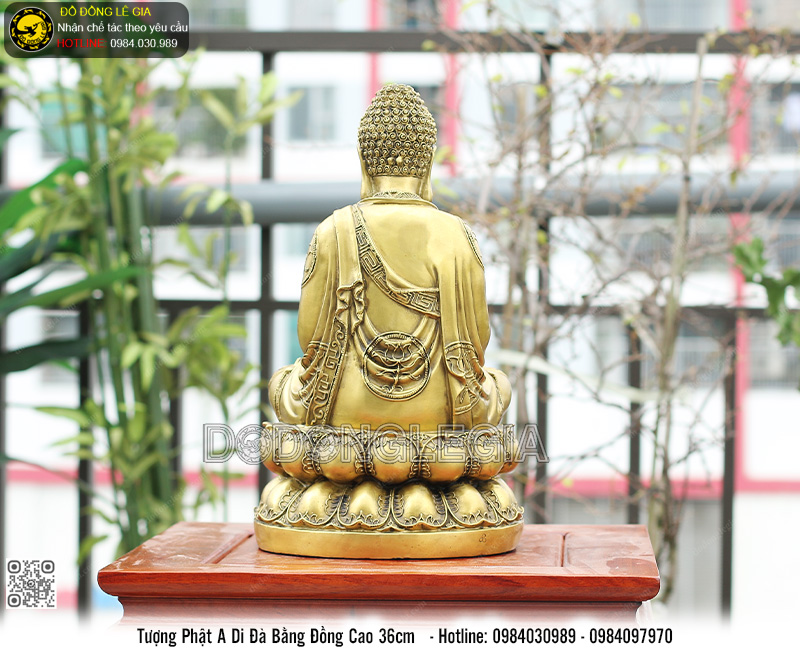 Tượng Phật A Di Đà bằng đồng cao 36cm