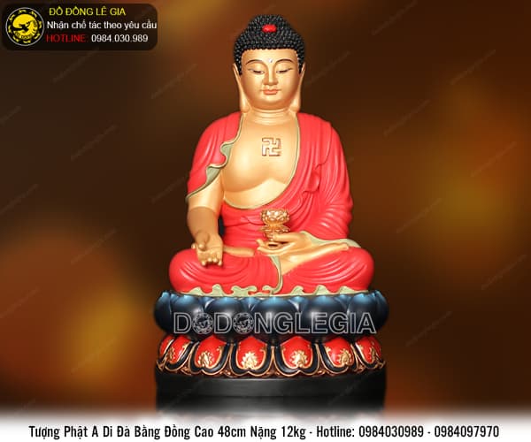Tượng Phật a di đà bằng đồng cao 48cm hàng cao cấp