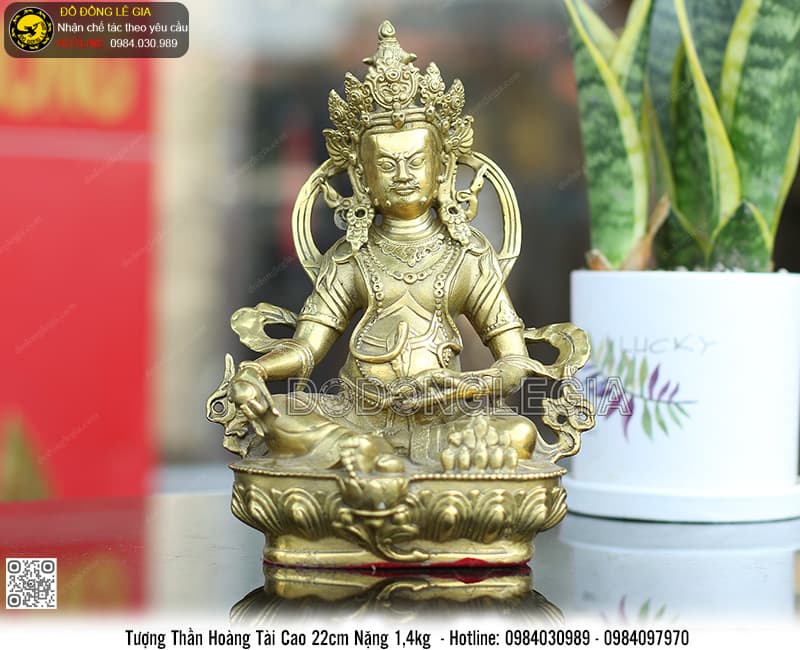 Tượng Hoàng Thần Tài bằng đồng cao 22cm