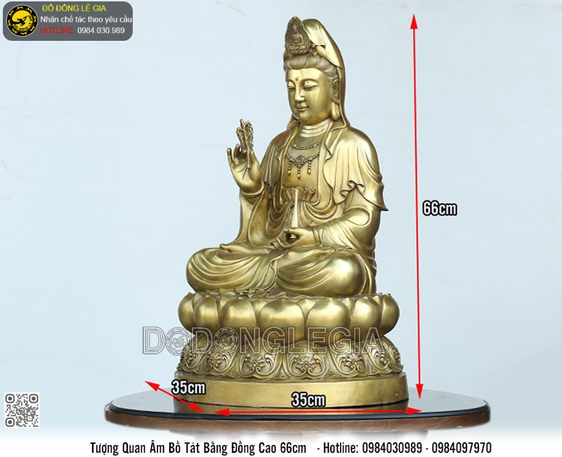 Tượng Quan Âm bằng đồng cao 66cm