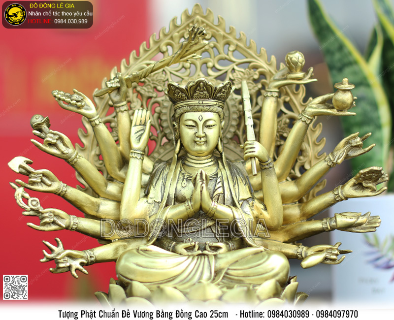 Tượng Phật Chuẩn Đề bằng đồng cao 25cm