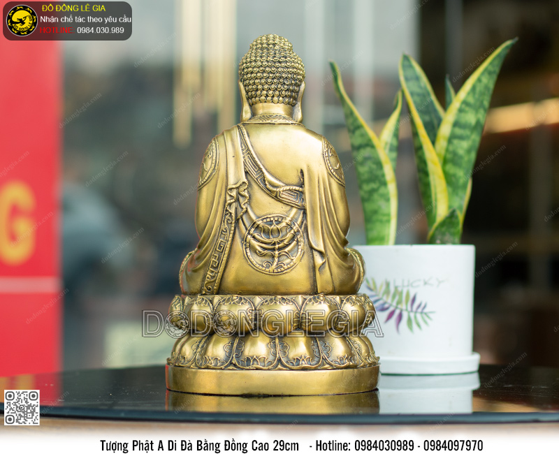 Tượng phật A Di Đà bằng đồng cao 29cm