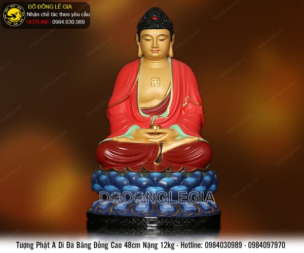 Tượng Phật a di đà bằng đồng cao 48cm hàng cao cấp