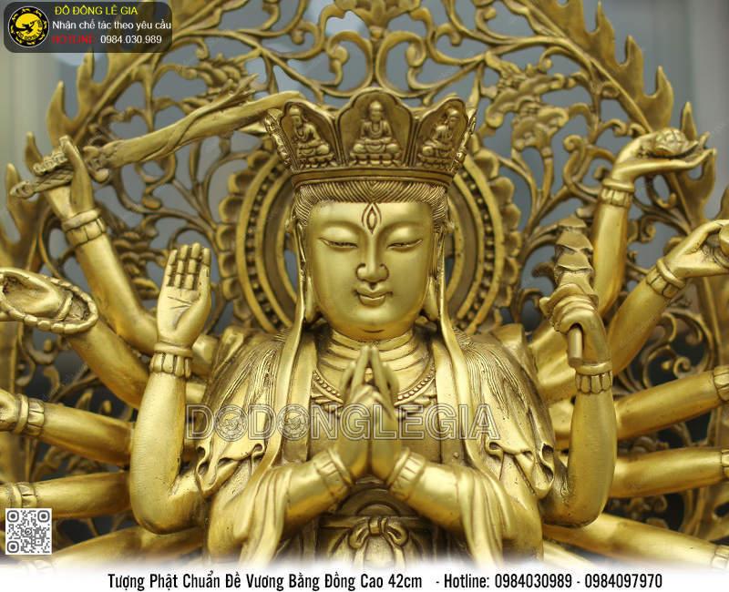 Tượng Phật Chuẩn Đề bằng đồng cao 42cm