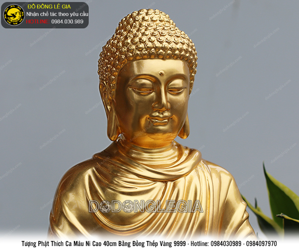 Tượng phật bổn sư thích ca thếp vàng 9999 cao 40cm