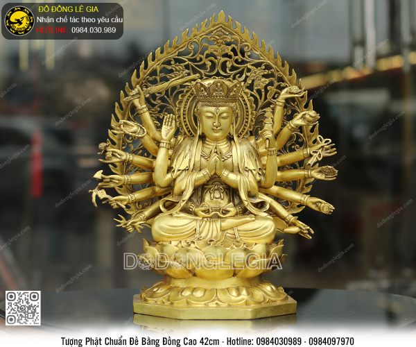 Tượng Phật Chuẩn Đề bằng đồng cao 42cm