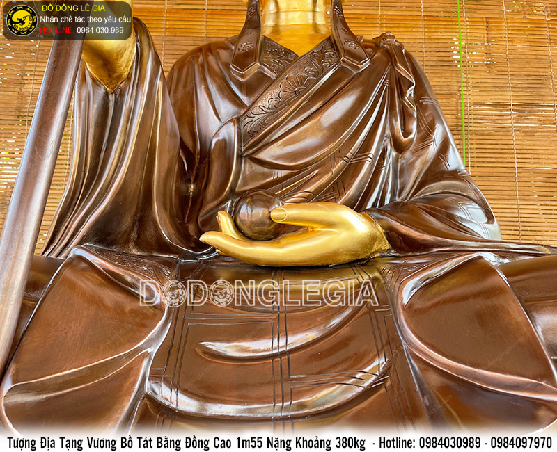 Tượng địa tạng vương bồ tát bằng đồng cao 1m55