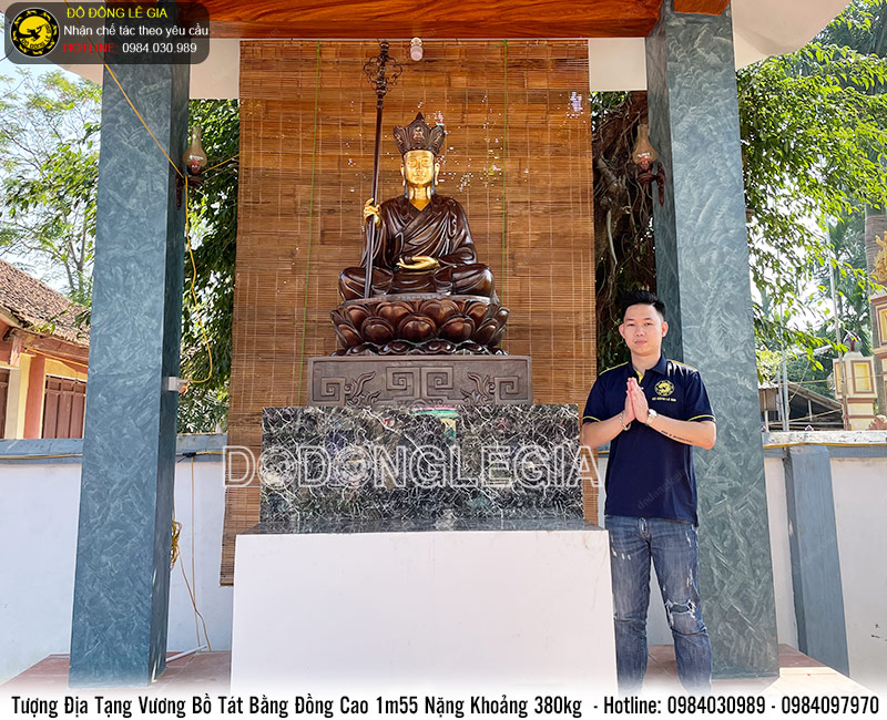 Tượng địa tạng vương bồ tát bằng đồng cao 1m55