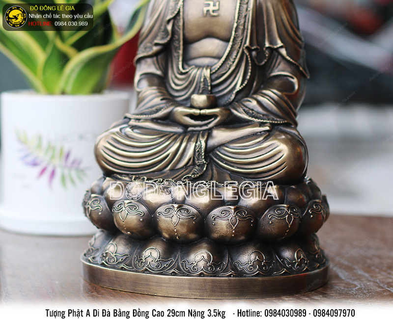Tượng phật A di đà bằng đồng cao 29cm