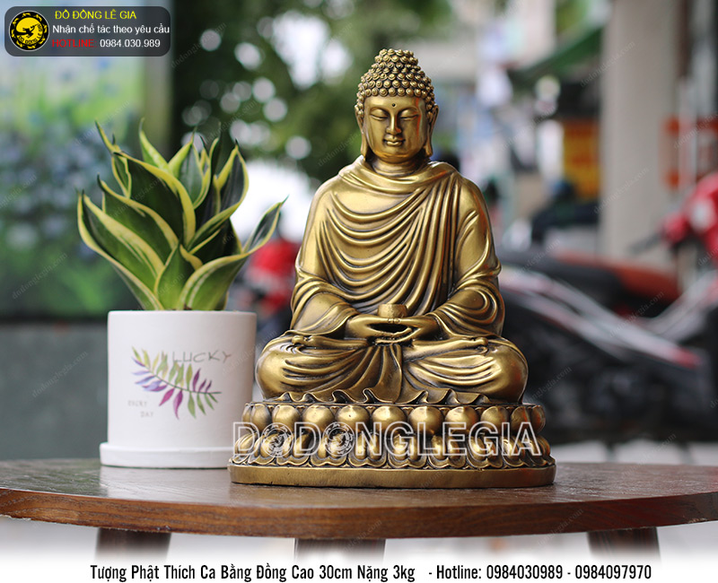 Tượng phật thích ca bằng đồng cao 30cm