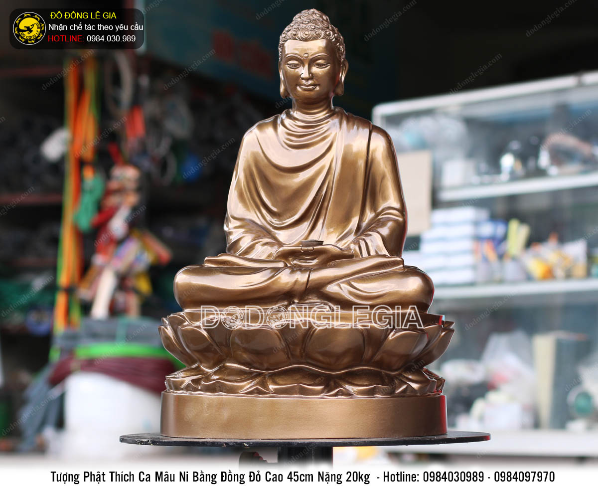 Tượng phật Thích ca đúc bằng đồng đỏ làm màu giả cổ cao 45cm | Đồ ...