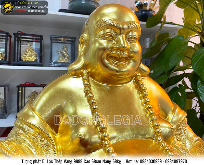 Tượng di lặc cao 68cm thếp vàng 9999