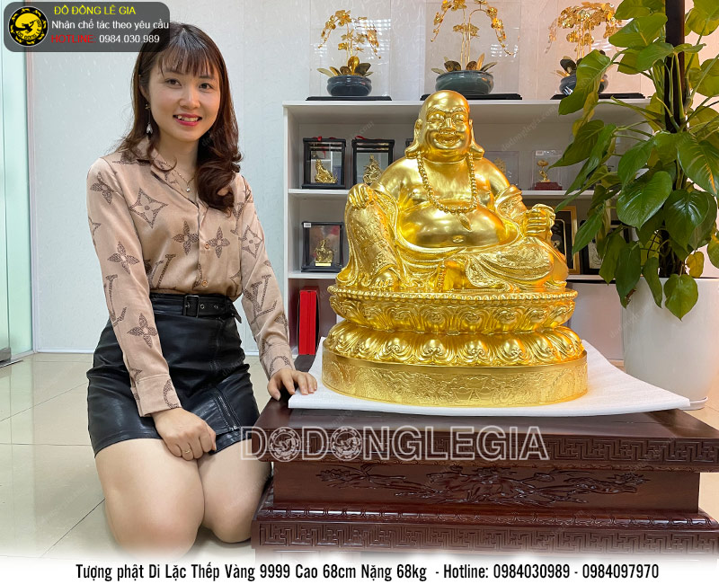 Tượng di lặc cao 68cm thếp vàng 9999