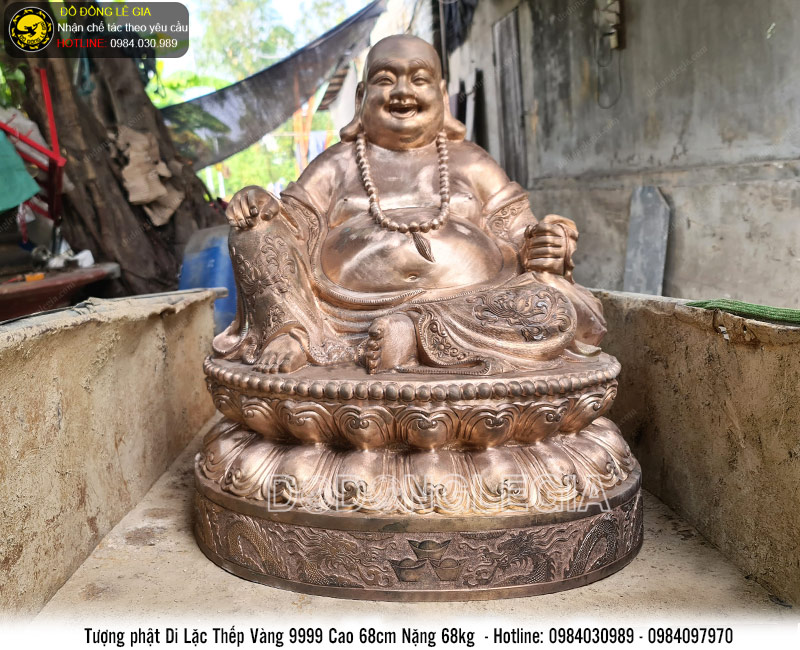 Tượng di lặc cao 68cm thếp vàng 9999