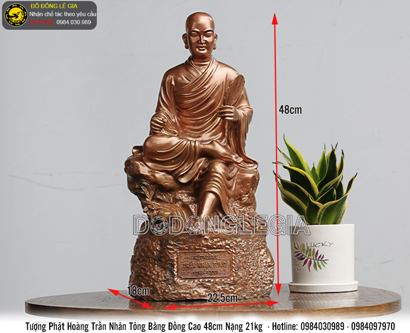Tượng Phật hoàng Trần Nhân Tông bằng đồng cao 48cm