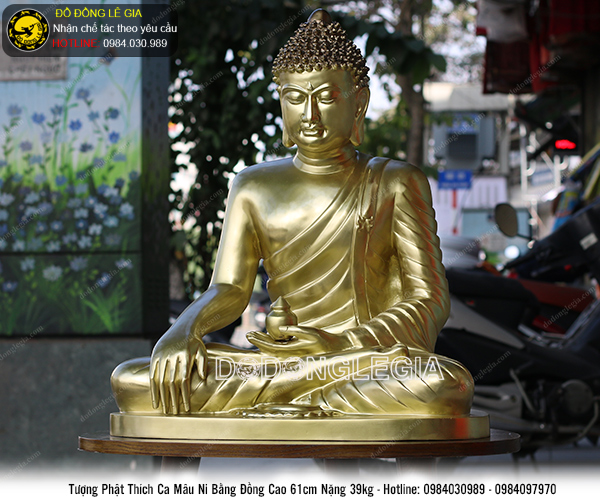 Tượng Ngài thích ca mâu ni bằng đồng vàng cao 61cm