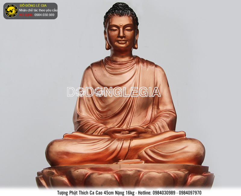 Tượng Phật Thích Ca bằng đồng đỏ cao 45cm