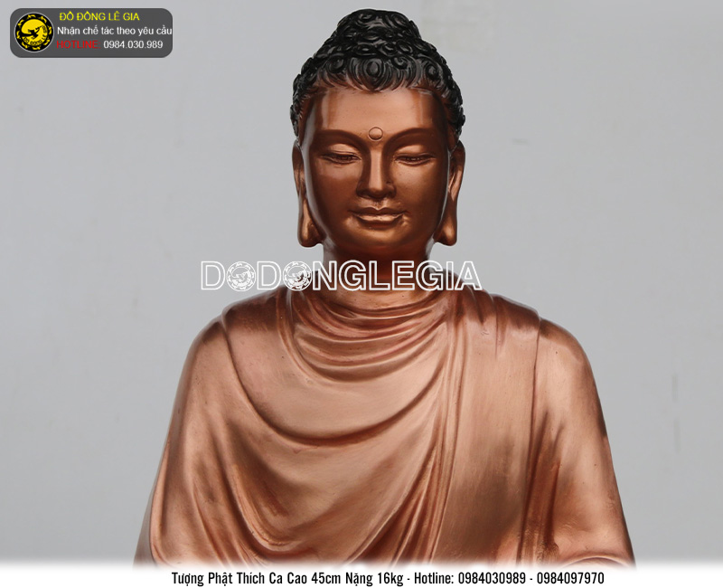 Tượng Phật Thích Ca bằng đồng đỏ cao 45cm