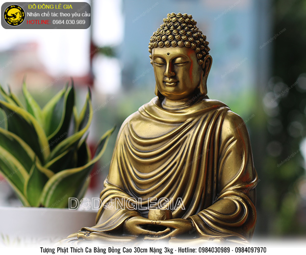 Tượng phật thích ca bằng đồng cao 30cm