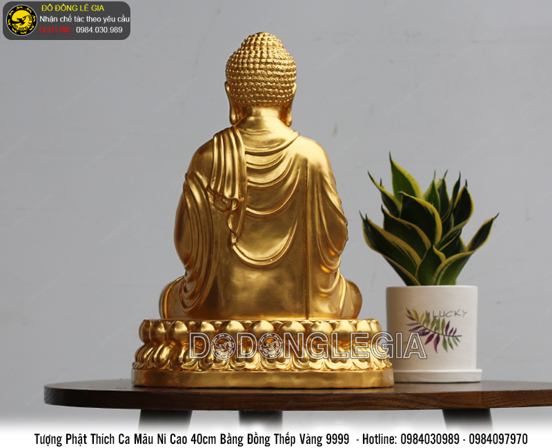 Tượng phật bổn sư thích ca thếp vàng 9999 cao 40cm